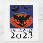 Halloween 2023 Pompoen Dragen Masker Wijn Label Etiket (Enkel label)
