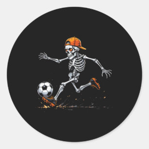 Halloween 2025 Grappig Skelet Voetbal Speler Ronde Sticker