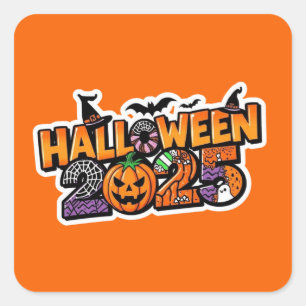 Halloween 2025 Magie – Feestelijke Pompoen Vierkante Sticker