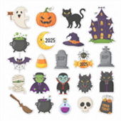 Halloween 2025 Spooky Sticker Set – Pompoenen, spo (Voorkant)