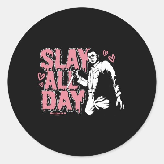 Halloween 2 Valentijnsdag Michael Myers Slay Alles Ronde Sticker (Voorkant)