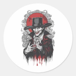 Halloween 2 vampier, horror, angstaanjagende vampi ronde sticker