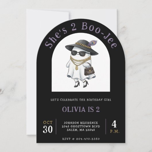 Halloween 2e verjaardag Ghost Two Boujee Kaart (Voorkant)