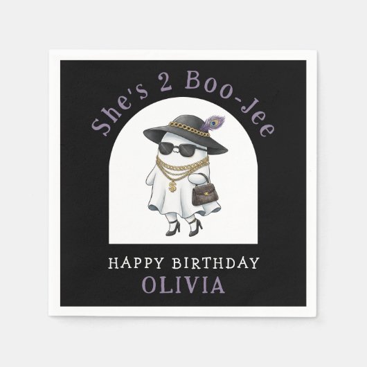 Halloween 2e verjaardag Ghost Two Boujee Servet (Voorkant)