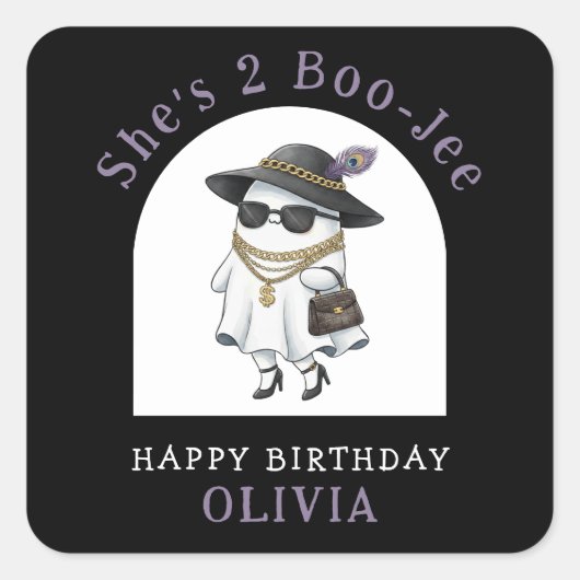 Halloween 2e verjaardag Ghost Two Boujee Vierkante Sticker (Voorkant)