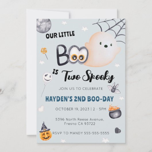 Halloween 2e Verjaardag Jongen Twee Spooky Kaart (Voorkant)