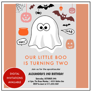 Halloween 2e verjaardag kleine boo spooktacular kaart