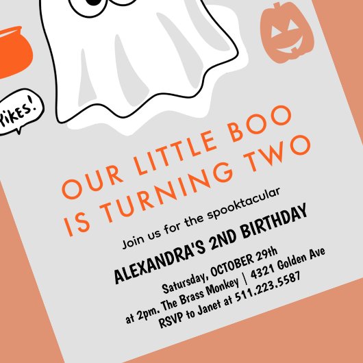 Halloween 2e verjaardag kleine boo spooktacular kaart