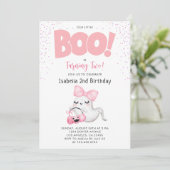 Halloween 2e verjaardag Little Boo Two Meisje Roze Kaart (Staand voorkant)