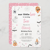 Halloween 2e Verjaardag Roze spookmeisje twee spoo Kaart (Voorkant / Achterkant)