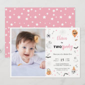 Halloween 2e verjaardag roze spooky meisje foto kaart (Voorkant / Achterkant)