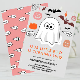 Halloween 2e verjaardag spookachtig klein boe kaart