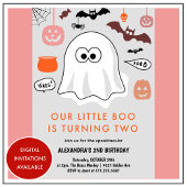 Halloween 2e verjaardag spooktacular kleine boo kaart