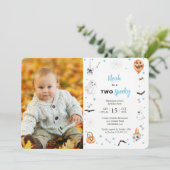 Halloween 2e verjaardag spooky een jongen foto kaart (Staand voorkant)