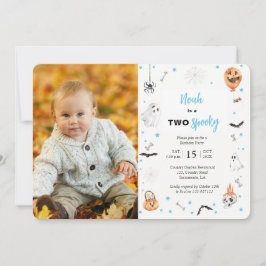 Halloween 2e verjaardag spooky een jongen foto kaart