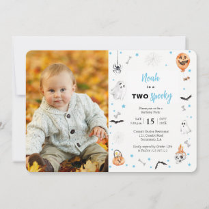 Halloween 2e verjaardag spooky een jongen foto kaart