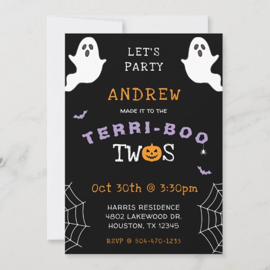 Halloween 2e Verjaardag Terri-Boo Twos Ghost Gothi Kaart (Voorkant)