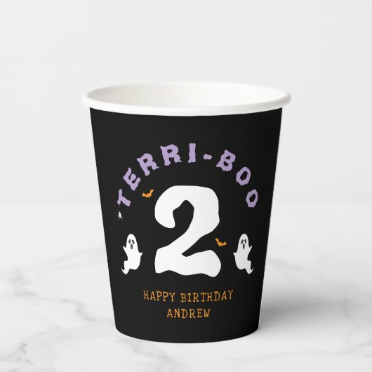 Halloween 2e Verjaardag Terri-Boo Twos Ghost Gothi Papieren Bekers (Achterkant)