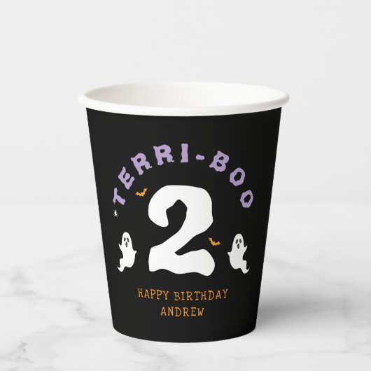 Halloween 2e Verjaardag Terri-Boo Twos Ghost Gothi Papieren Bekers (Voorkant)