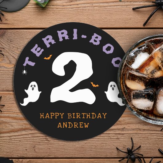 Halloween 2e Verjaardag Terri-Boo Twos Ghost Gothi Ronde Kartonnen Onderzetter