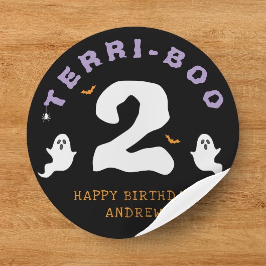 Halloween 2e Verjaardag Terri-Boo Twos Ghost Gothi Ronde Sticker