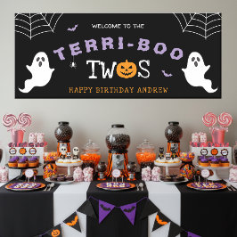 Halloween 2e Verjaardag Terri-Boo Twos Ghost Gothi Spandoek
