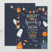 Halloween 2e Verjaardag TWEE Party Geesten Pompoen Kaart (Voorkant / Achterkant)