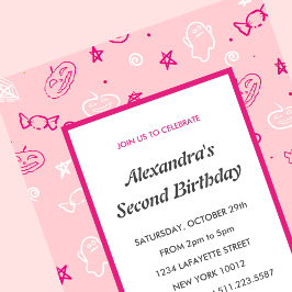 Halloween 2e verjaardag uitnodiging spooky roze