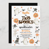Halloween 2e verjaardag Uitnodiging twee Spooky (Voorkant / Achterkant)