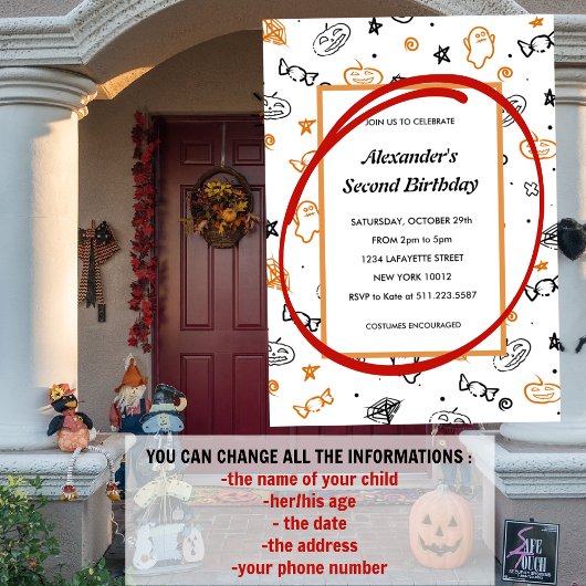 Halloween 2e verjaardag uitnodiging tweede geest