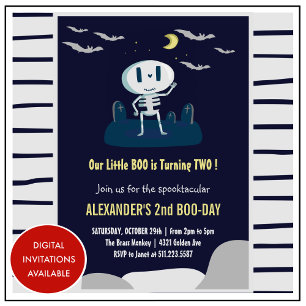 Halloween 2e verjaardagsuitnodiging boo spooktacul kaart