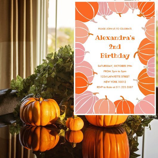 Halloween 2e verjaardagsuitnodigingen pompoen kind kaart