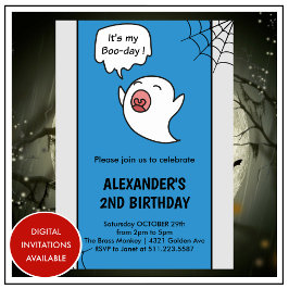 Halloween 2e verjaardagsuitnodigingen spooky boo kaart