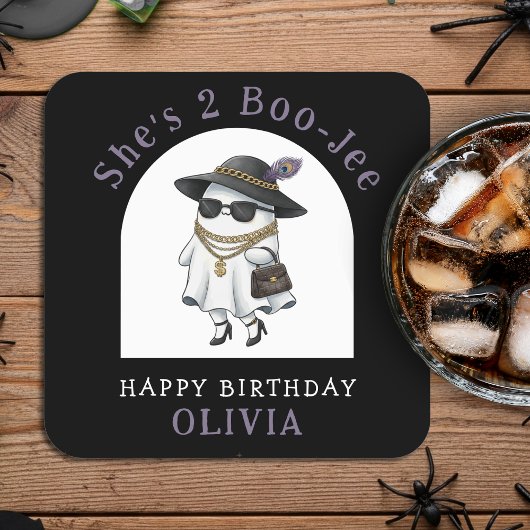 Halloween 2nd Birthday Party Ghost Two Boujee Kartonnen Onderzetters