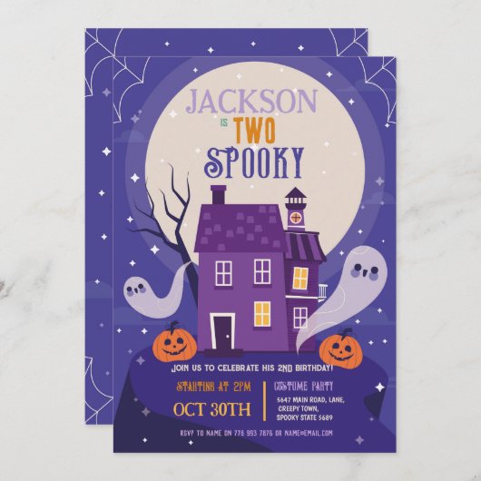 Halloween 2nd Ghosts Two Blue House-feest achtervo Kaart (Voorkant / Achterkant)