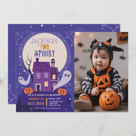 Halloween 2nd Ghosts Two Photo House Party achterv Kaart (Voorkant / Achterkant)