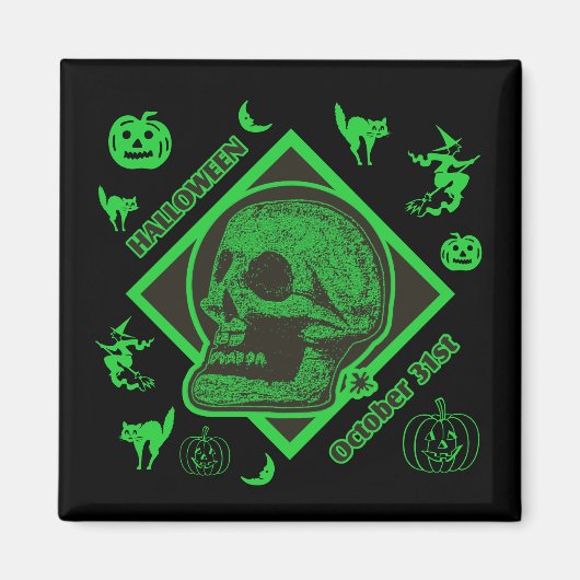 Halloween 31 oktober Collage Green Magneet (Voorkant)