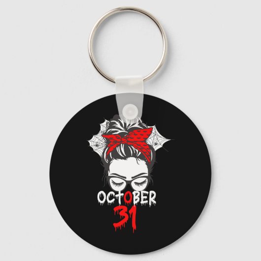 Halloween 31 oktober Moeder Spider Web Sleutelhanger (Voorkant)