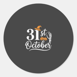 Halloween 31 oktober Pompoen Heksenhoed Ontwerp_1 Ronde Sticker