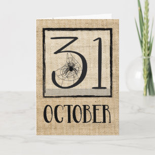 Halloween 31 oktober Spider on Burlap look Kaart