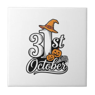 Halloween 31 oktober typografie shirt ontwerp_1 tegeltje