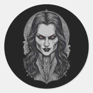 Halloween 3 vampier, enge, angstaanjagende vampier ronde sticker