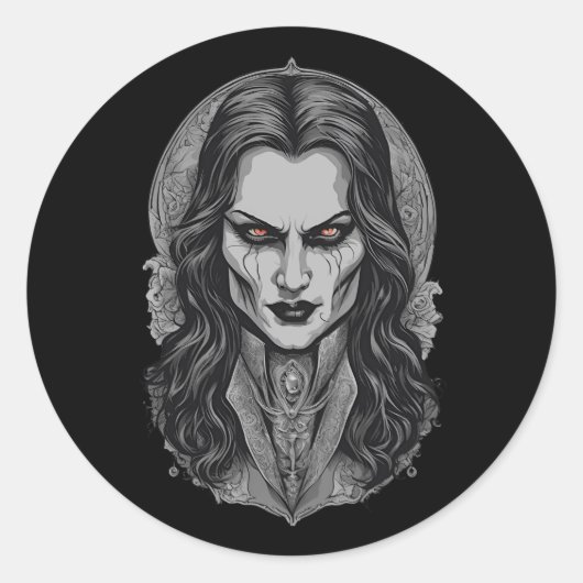 Halloween 3 vampier, enge, angstaanjagende vampier ronde sticker (Voorkant)