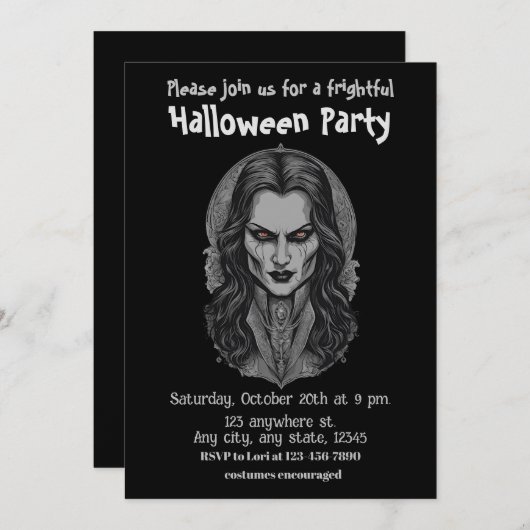 Halloween, 3 vampiers, angstaanjagend, eng, kaart (Voorkant / Achterkant)