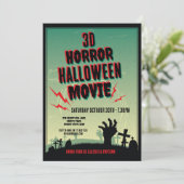 Halloween 3D Film Horror Party Uitnodiging (Staand voorkant)