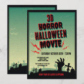 Halloween 3D Film Horror Party Uitnodiging (Voorkant / Achterkant)