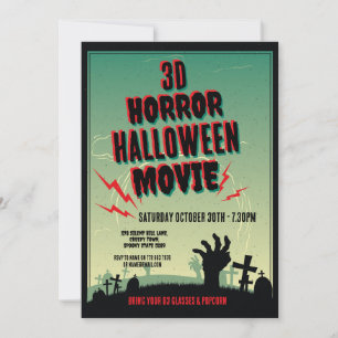Halloween 3D Film Horror Party Uitnodiging