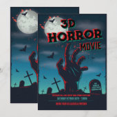 Halloween 3D Film Horror Party Uitnodiging (Voorkant / Achterkant)
