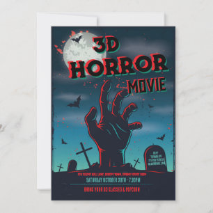 Halloween 3D Film Horror Party Uitnodiging