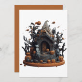 Halloween 3D Geheime Kat Huis Feestdagenkaart (Voorkant / Achterkant)